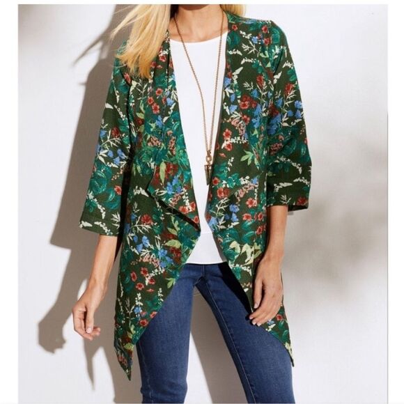 Soft Surroundings Cottage Garden Topper Open Front Cardigan Size Small - Picture 1 of 8